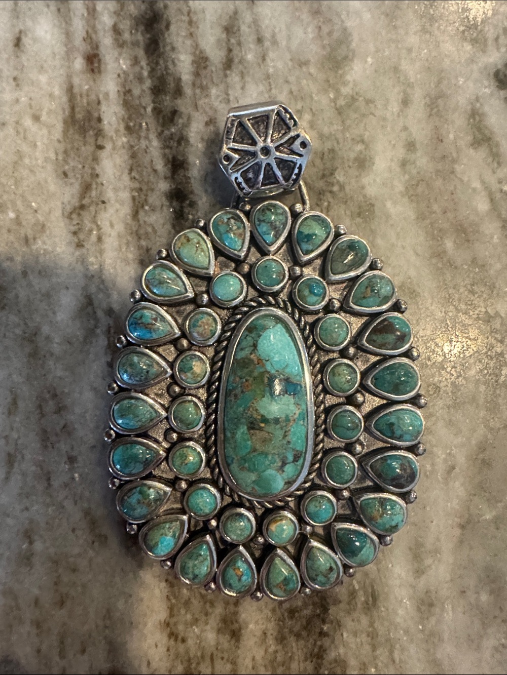 Studio Barse Turquoise Oval Cluster Pendant in Silver
